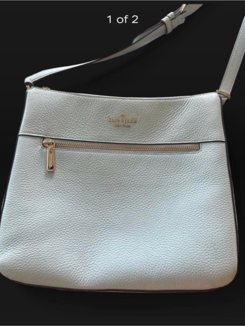 kate spade light blue Pebbled Leather Crossbody Bag with Gold Hardware